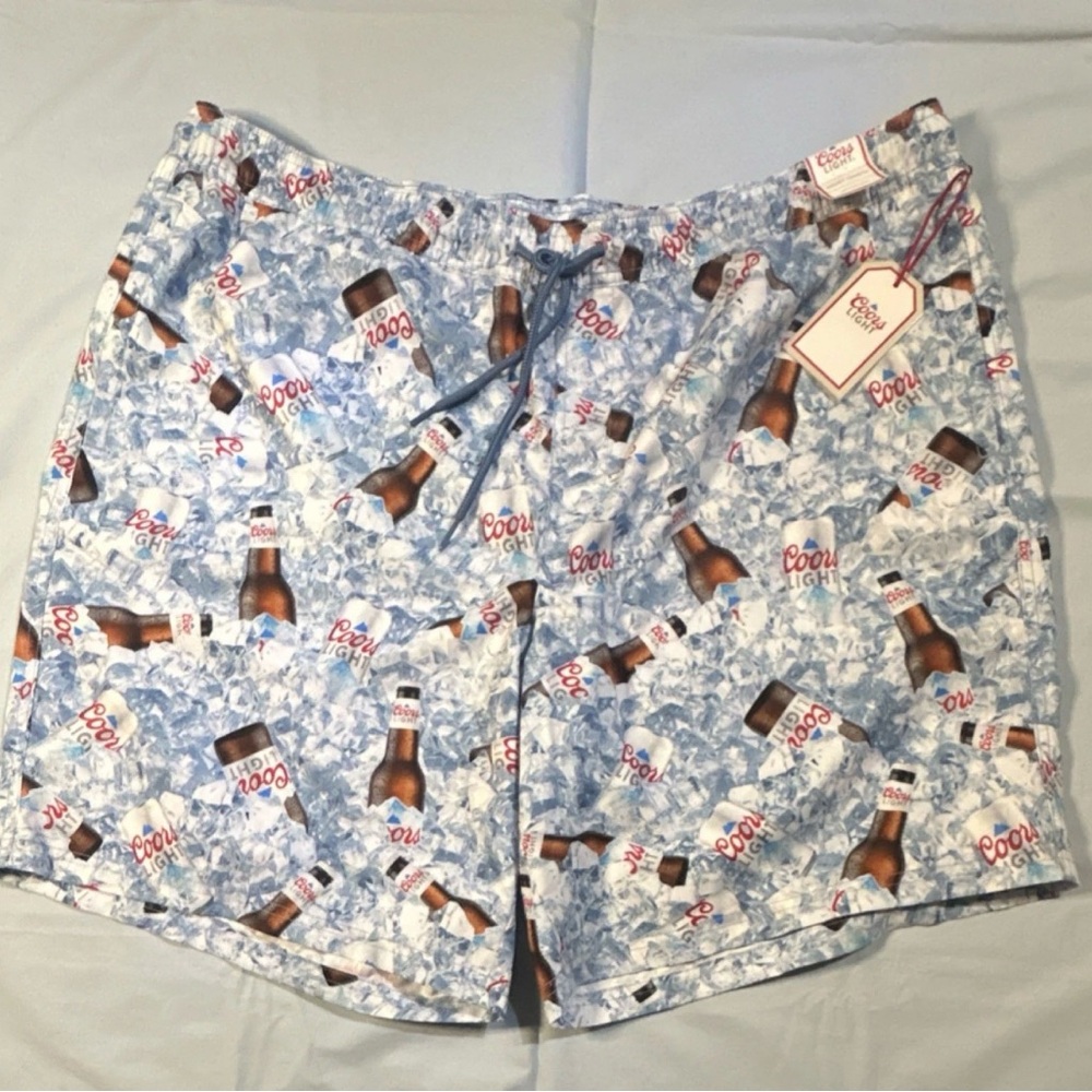Coors Light Men's Swim Shorts Trunks 2XB Big & Tall Blue Beer Bottle No lining